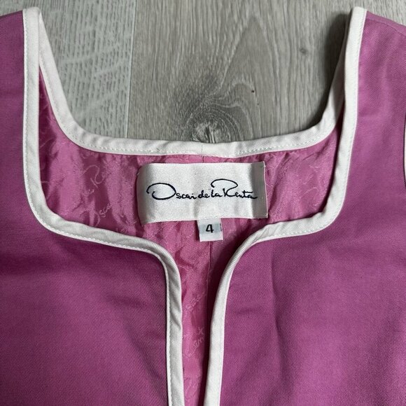 Vtg Oscar De La Renta Shift Dress Sz 4 Pink Sleeveless Colorblock Old Money - Picture 5 of 10